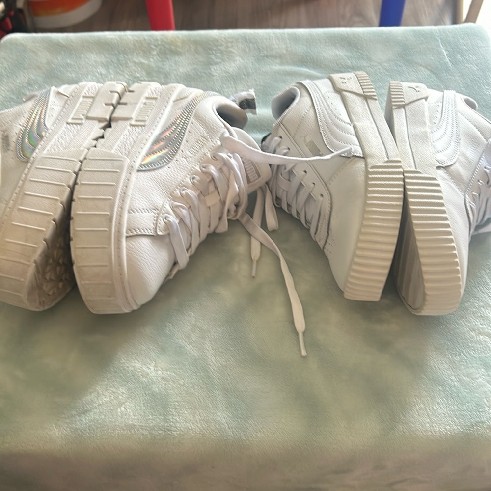 White and silver puma shoes 2 pair size 3